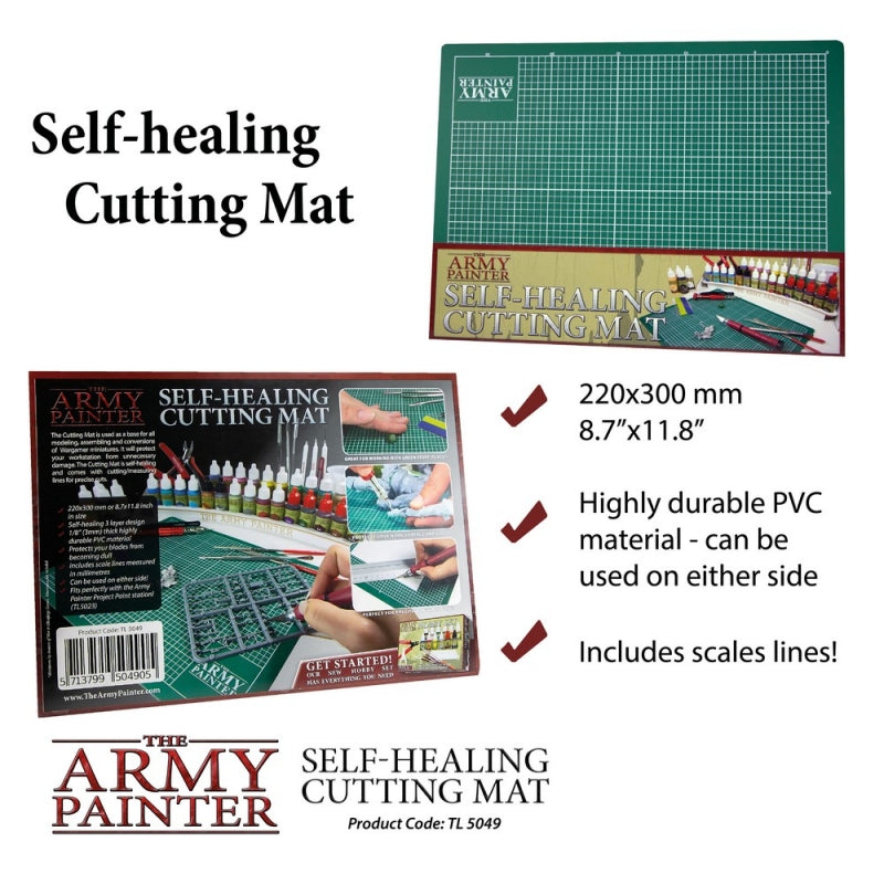  The Army Painter Self Healing Cutting Mat - Self Healing Craft  Cutting Mat, A4 Size - Double Sided PVC Non-Slip Hobby Mat - 3-Ply Gridded  Miniature and Model Cutting Mats for